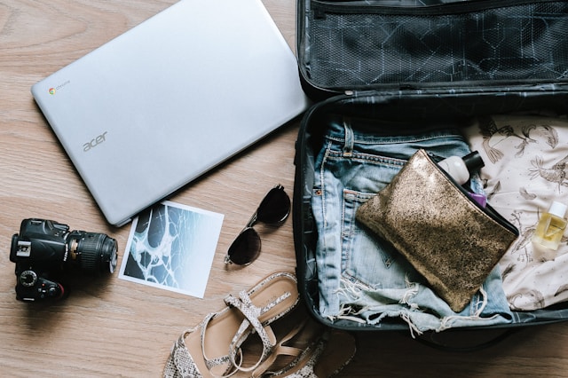 An Eco-friendly travel hack for zero waste is to have neatly packed suitcase.